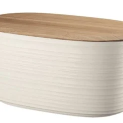 Guzzini Bread Bin With Bamboo Breadboard Lid Milky White